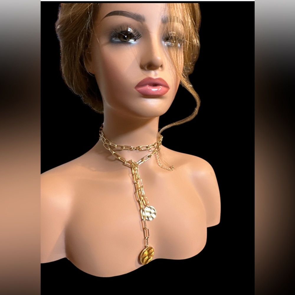 Gold Link Statement Necklace - image 1